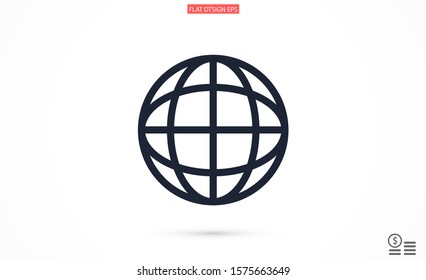 Earth online vector icon. Earth Land online for file transfer. online land geolakatsyaya. Earth online flat design. Earth web