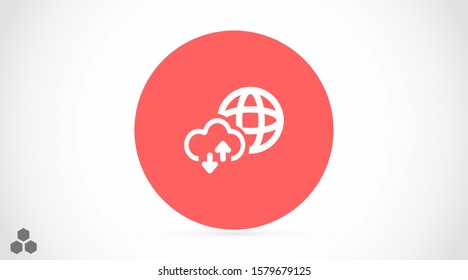 Earth online vector icon. Earth Land online for file transfer. online land geolakatsyaya. Earth online  flat design.  