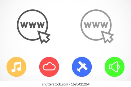 Earth online vector icon.Earth online land for file transfer. Earth online land geolakatsyaya.Earth online 10 EPS flat design.