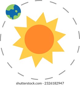 La órbita terrestre alrededor del sol. Icono. Vector. Ilustración. Listo para usar.