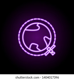 earth orbit neon icon. Elements of Cartooning space set. Simple icon for websites, web design, mobile app, info graphics