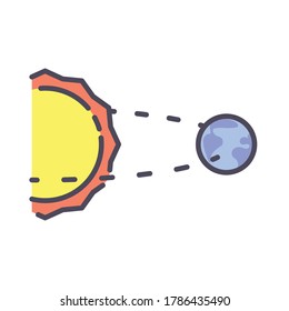 Earth orbit from the sun simple illustration for space and galaxy element