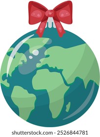 Earth Ornament. Global Christmas Celebration Concept. worldwide holiday spirit and global unity. Eco-friendly christmas vector illustration. Sustainable holiday concept. Eart ornament isolated