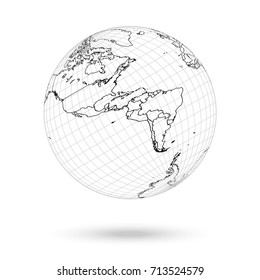 Earth outline black vector illustration on white background.