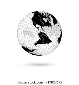 Earth outline black vector illustration on white background.
