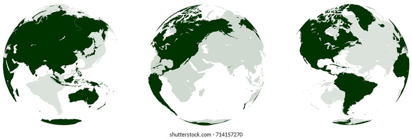 Earth outline green vector illustration on white background.