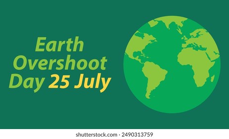 Earth Overshoot Day  vector banner design with geometric shapes and vibrant colors on a horizontal background. Happy Earth Overshoot Day modern minimal poster.