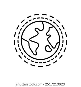 Earth ozone layer line icon on white background. Eps 10.