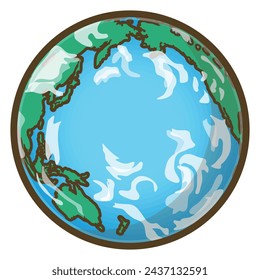 Earth. Pacific Ocean, Oceania, Asia and America. Vector illustration.