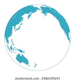 Earth. Pacific Ocean, Oceania, Asia and America. Vector illustration.