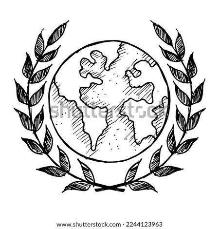 earth and peace, doodle sketch