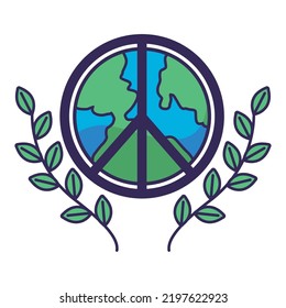 earth with peace symbol icon