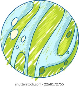 Earth pencil colour child scribble style illustration