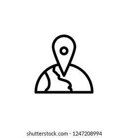 Earth with pin location, maps vector icon