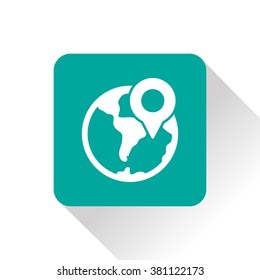 earth with pin vector icon