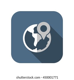 earth with pin vector icon