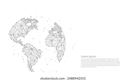 Earth planet 3d Futuristic abstract symbol white background.World map polygonal symbol with connected line. Save the World, planet, ecology-low poly wireframe concept.
