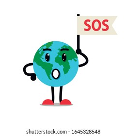  Earth planet ask sos character.Vector flat style illustration icon design. Isolated on white background. Eco friendly,save ecology,Earth day concept.World map globe