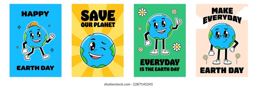 Earth planet banners set. Earth day templates set.