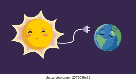 
Planeta terrestre que se beneficia de la caricatura del vector de energía solar
Ilustración del concepto de fuente de energía renovable y sostenible
