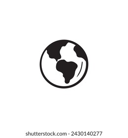 Earth planet in black color isolated on white. Hand drawn vector sketch illustration in doodle simple cartoon style. Happy Earth planet day celebration, ecology concept, save the environment