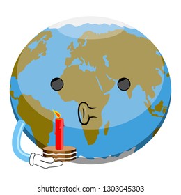 Earth planet blowing a candle. Vector illustration design