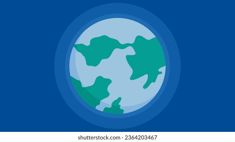 Planeta Tierra en un círculo azul. Ilustración vectorial en estilo plano.