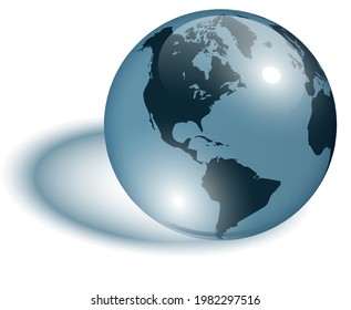 Erdoberfläche blau und transparent, 3D-Erdkugel als Wassertropfen, Vektorgrafik.