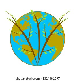 Earth planet with branches. Vector illustration design