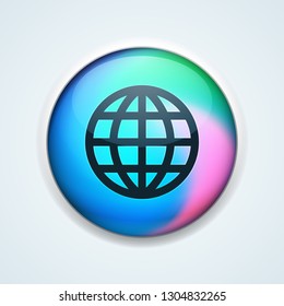 Earth Planet button holographic style illustration