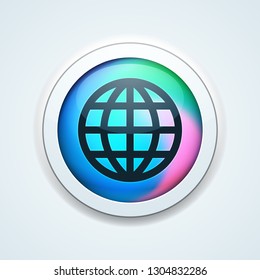 Earth Planet button holographic style illustration
