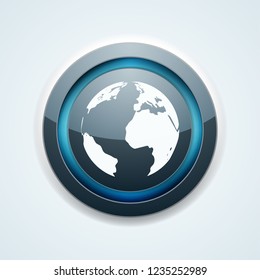 Earth Planet button illustration