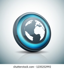 Earth Planet button illustration