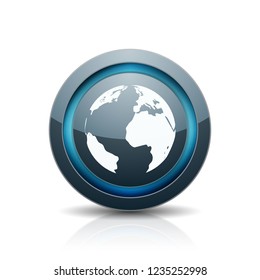Earth Planet button illustration