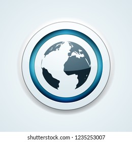 Earth Planet button illustration