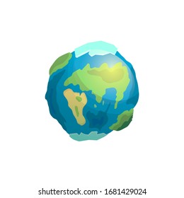 Earth planet cartoon vector illustration. Space object. Element for computer game, book for kids. Good for logo. 