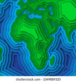 Earth planet with clouds, 3d paper cut design. Vector illustration. Happy Earth day concept, papercut shapes with shadow.