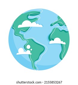 earth planet and clouds icon