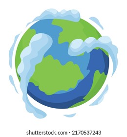 earth planet with clouds icon