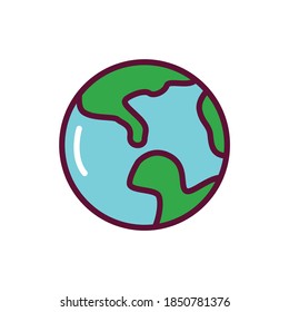 Earth planet color line icon. Pictogram for web page, mobile app, promo.