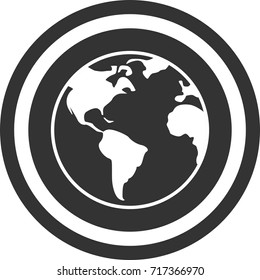 Earth planet . dark round icon,