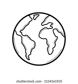 Erdoberfläche. Doodle Symbol des Globus. Handgezeichnete Skizze. Einzige Vektorgrafik.