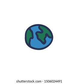 Earth planet doodle icon, vector illustration
