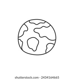 Earth planet doodle vector illustration. Hand drawn outline sphere. Isolated black line art on white background