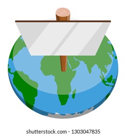 Earth planet with a empty banner. Vector illustration design
