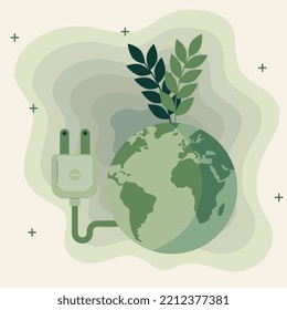 earth planet with energy plug