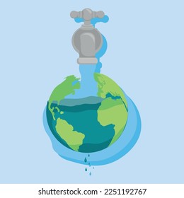 earth planet and faucet water day