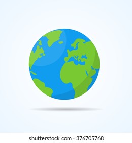 Earth planet. Flat style vector illustration.