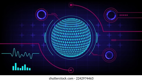 earth planet futuristic electronic circuit technology. network online communication digital telecom concept.circuit board with elements and engineering EP.1.llustration Vector abstract sense of scienc