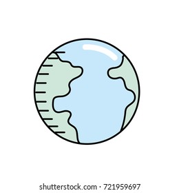 earth planet with geography ocean map